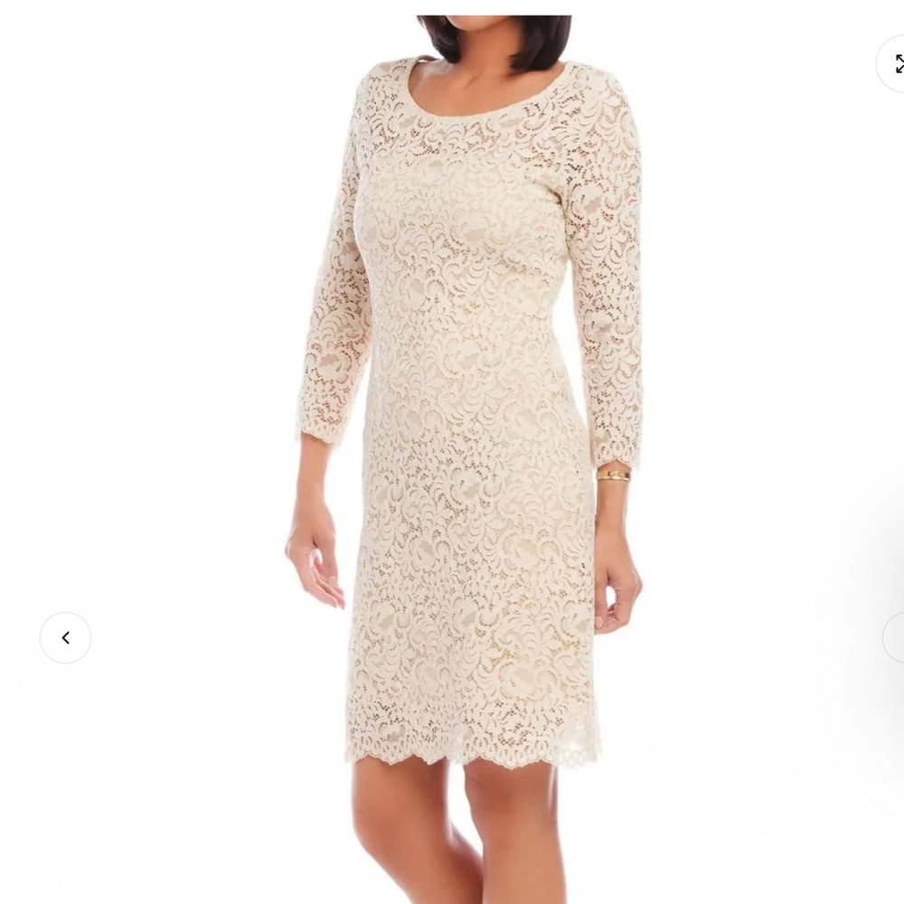 New Karen Kane Elegant Cream Lace Dress - Picture 1 of 7